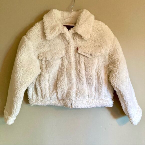NEW Levi's Baby Bubble Sherpa Trucker Jacket Coconut Milk Cream Off White Size L - Picture 7 of 15